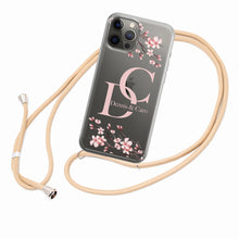 Lade das Bild in den Galerie-Viewer, Handyhülle mit goldenen Band, Rosa Blumen Silikon Schutzhülle mit Initialen