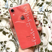 Lade das Bild in den Galerie-Viewer, Apple iPhone Xr Handyhülle Silikon Transparent Personalisierbar Name Liebe Paar Geschenk Kaufen