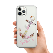 Lade das Bild in den Galerie-Viewer, Handyhülle iPhone Samsung mit Blume und Anker Personalisiert mit Name