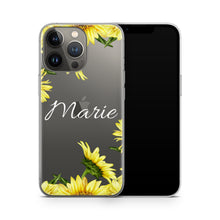 Lade das Bild in den Galerie-Viewer, Personalisierte Handyhülle mit Name für iPhone | Sonnenblumen - Blumenhülle